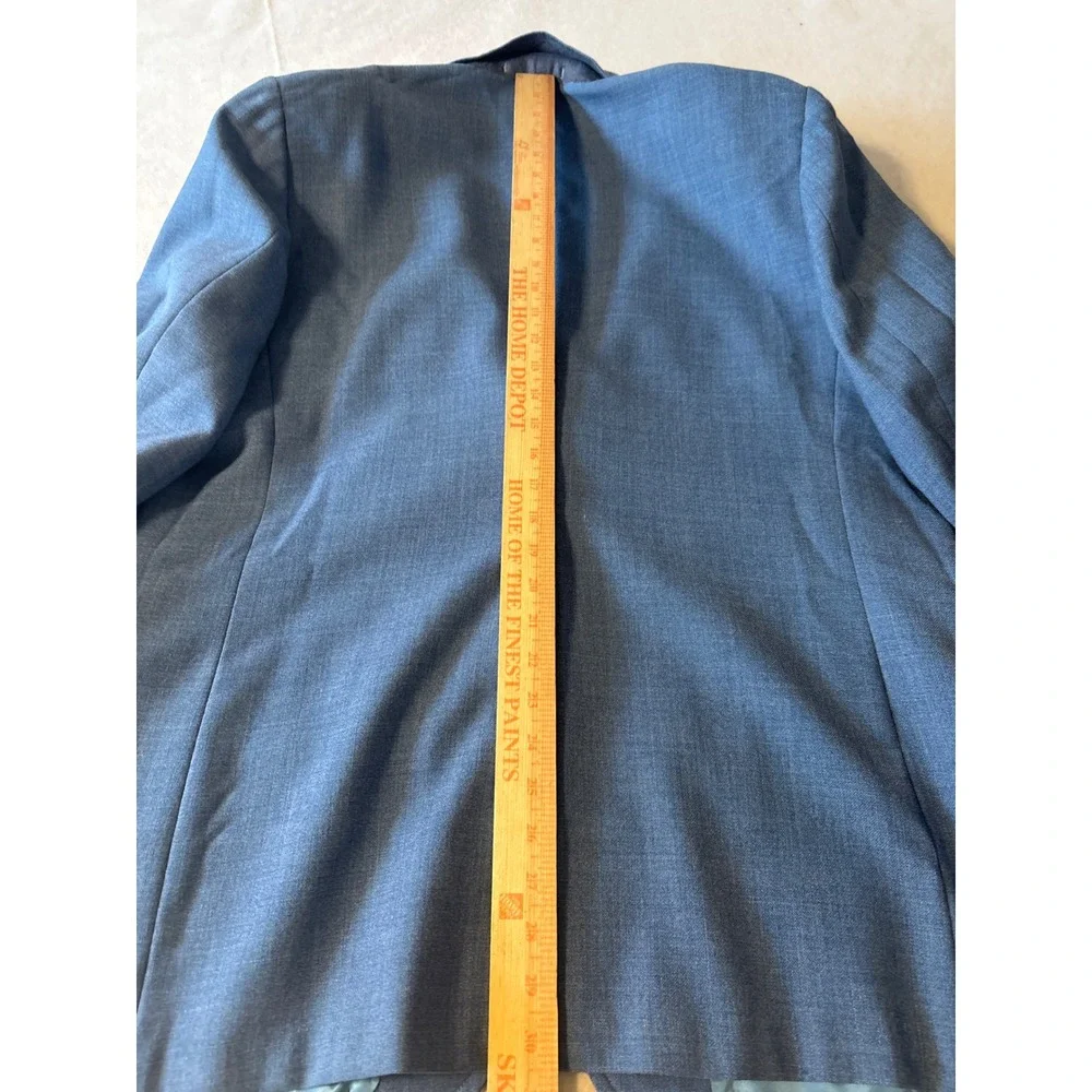 Stanley Blacker Blazer Men 38.5L Light Blue Gold Crest Button Preppy Sport Coat